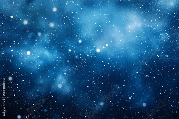 Fototapeta Sparkling Glitter Snowflake on Shimmering Blue Background with Bokeh Holiday Lights