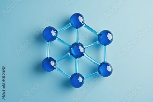 Obraz Molecular Structure of Blue Atoms on Background