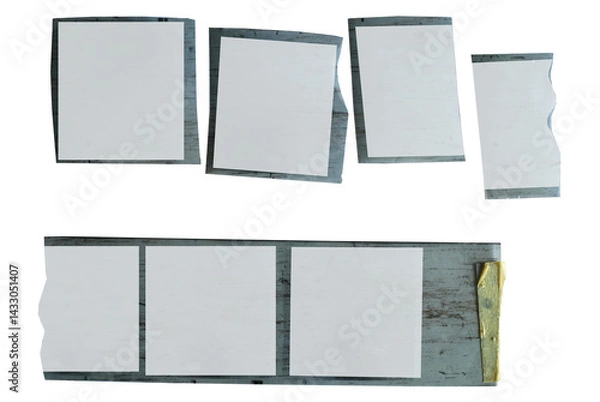 Obraz vintage medium format camera film strip,empty frames for pictures, grungy style. Comeback of analog film photography concept, isolated on transparent background, free copy space