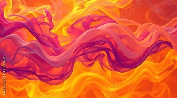 Fototapeta Abstract Silk Fabric Flowing with Warm Yellow and Red Colors