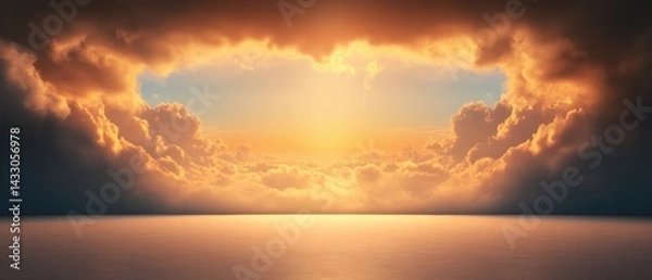 Obraz Golden sky with clouds