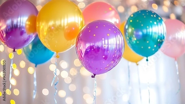Fototapeta Colorful Balloons and Festive Lights at a Celebration