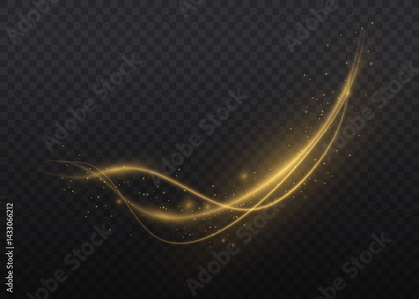 Obraz png background design with vibrant sparkle glow light motion swirl twirl shimmer element transparent black flash gold circle wave effect vector dynamic

