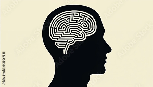 Fototapeta Brain as a Maze - Representing the Complexity of Neurodiversity in Autism and ADHD