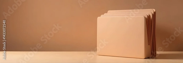 Fototapeta Minimalist Mocha Mousse Banner with Document Folder Sleek Office Organization