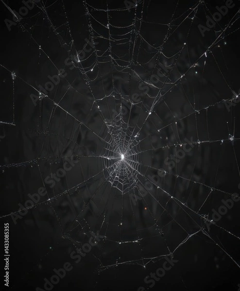 Fototapeta Intricate web of luminescent points, filling a black background ,  space,  particle physics,  superposition
