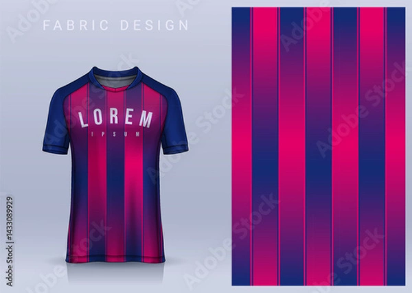 Fototapeta Fabric textile design for Sport t-shirt, Soccer jersey mockup for football club. uniform front view.	