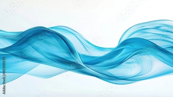 Fototapeta Abstract Blue Wave Abstract Art: Serene Flowing Design
