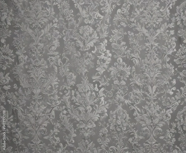 Fototapeta Subtle grayscale damask, sophisticated seamless texture , subtle, graphic, luxury