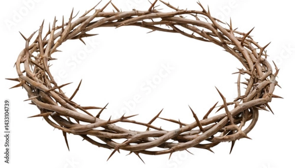 Fototapeta Crown of thorns isolated on transparent background,jesus christ, thorn, black and white, crown, feather, fly, horizontal, simplicity, sparse, variation, design element,45