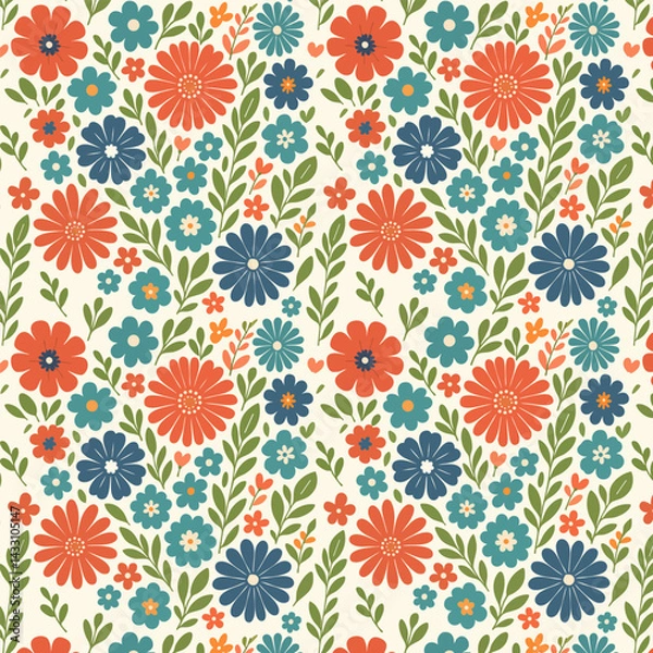 Fototapeta Colorfull Flowers - Pattern Background