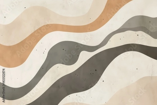 Fototapeta Abstract design of flowing, neutral color stripes with texture.