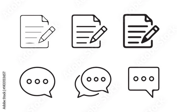 Fototapeta Social media message icon Collection.  Chat Bubble Icon set. Chat, message, Comment, sms, chat, chatting, talk line icon vector illustratio Eps 10