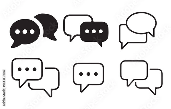 Fototapeta Social media message icon Collection.  Chat Bubble Icon set. Chat, message, Comment, sms, chat, chatting, talk line icon vector illustratio Eps 10