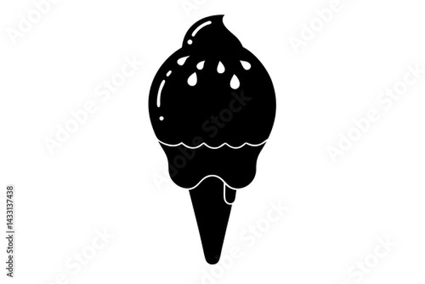 Fototapeta ice cream cone silhouette vector illustration 