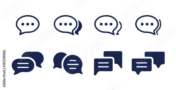 Fototapeta Chat, Comment, Message, Social media  icon collection.  Talk message Bubble chat icon. Vector Illustration