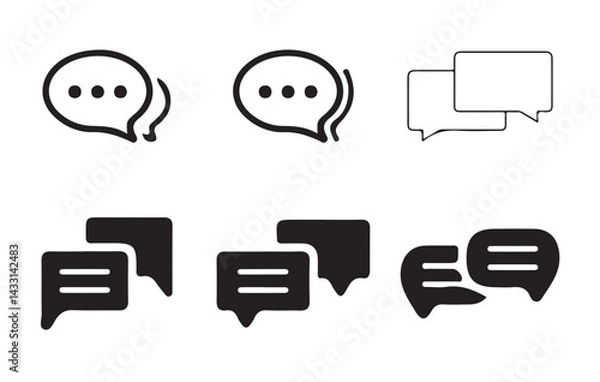 Fototapeta Chat, Comment, Message, Social media  icon collection.  Talk message Bubble chat icon. Vector Illustration