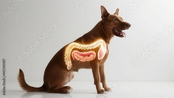 Obraz Exploring canine digestive system educational image from a veterinary clinic side view