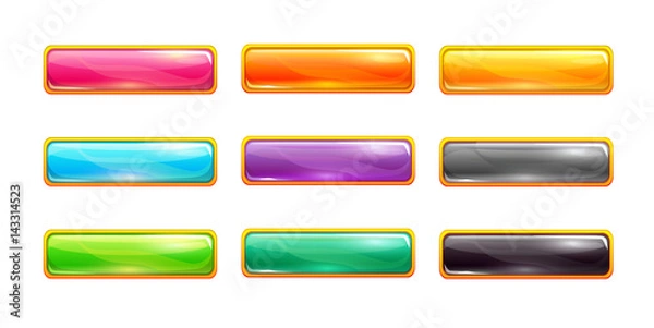 Obraz Decorative vector colorful long buttons set.