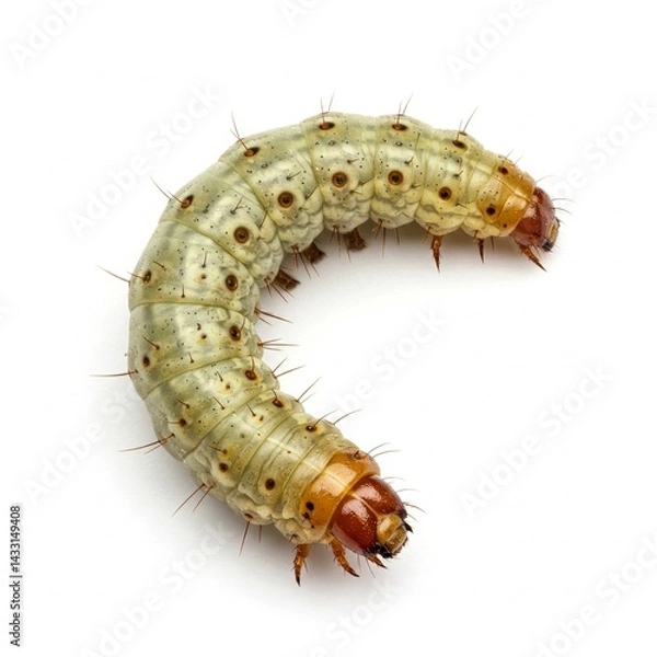 Fototapeta Fall Armyworm Corn Pest Isolated on White Macro Insect View
