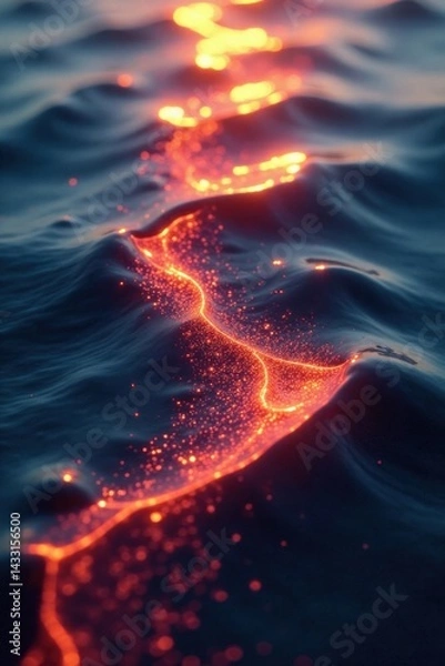 Fototapeta Shimmering oil slicks transforming into ripples on water , oils, liquids