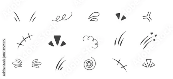 Obraz Anime Emotion effect collection. Emotion mark. Stars overhead anime emotions. Hand drawn Vector illustration.