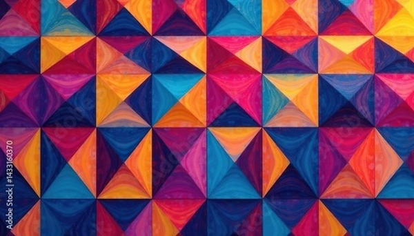 Fototapeta Geometric shapes, vibrant colors, modern style, endless repeat , background, surface pattern