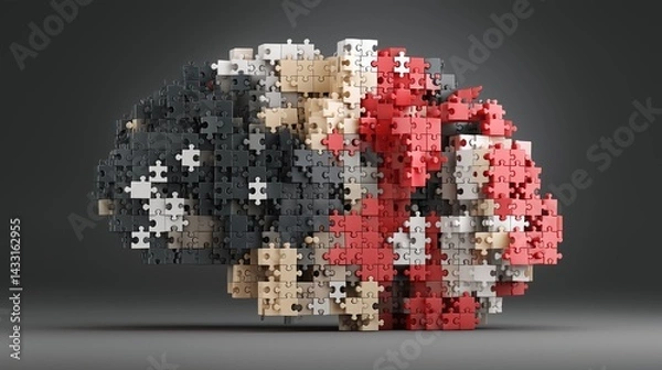 Obraz Brain made of puzzle pieces coming together