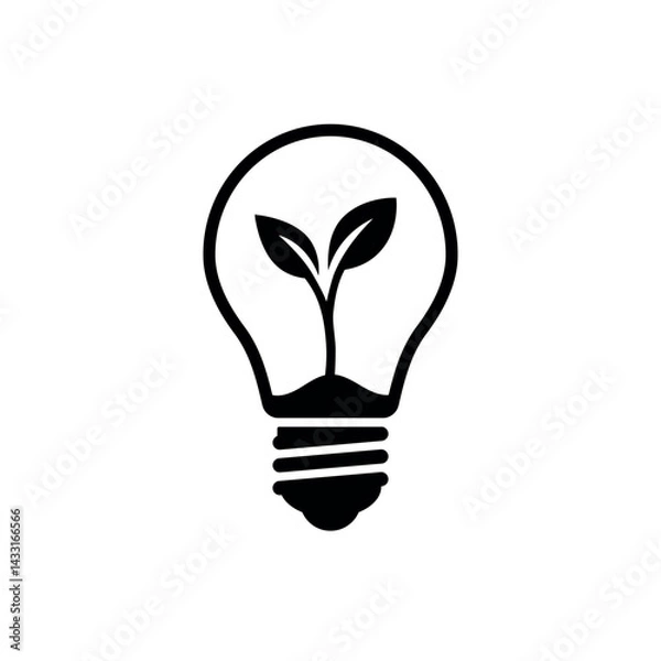 Fototapeta Eco-friendly light bulb icon with plant sprout inside