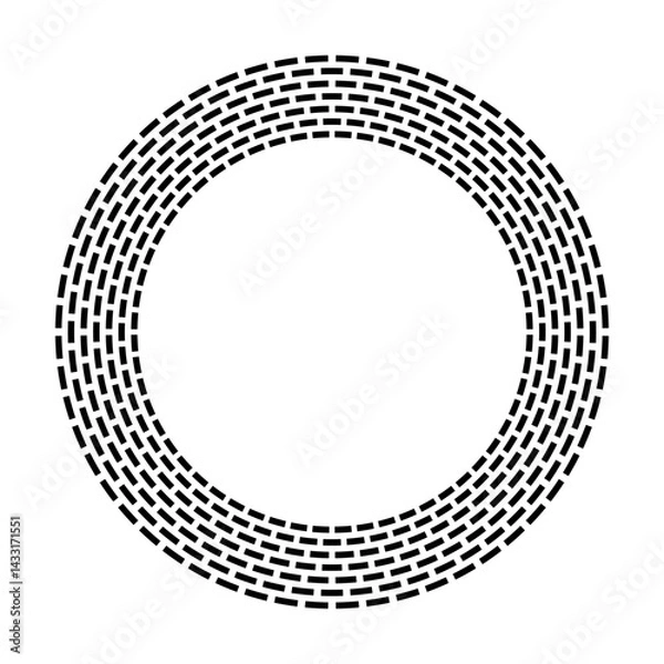 Fototapeta Abstract Radial Geometric Circle Concentric Dash Lines Pattern for Round Frame. 