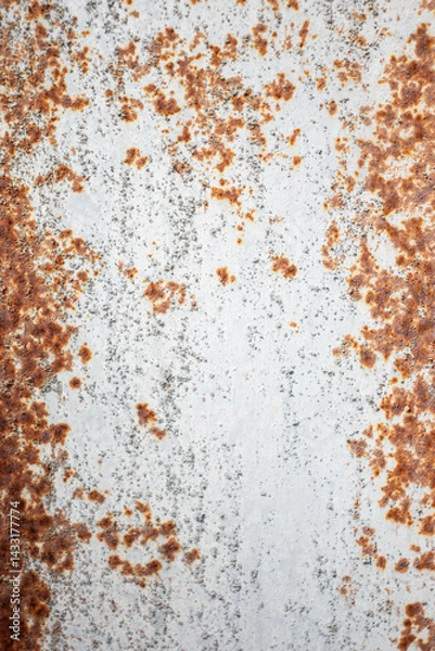 Fototapeta Painted old metal surface with rust appearing. The texture of painted metal.