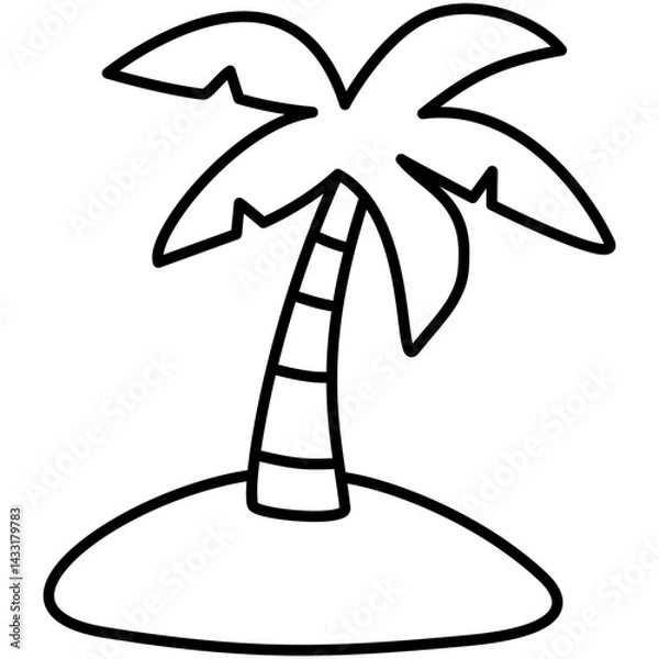 Fototapeta Cute Hand-Drawn Coconut Tree Outline – Minimal Tropical Palm SVG Illustration