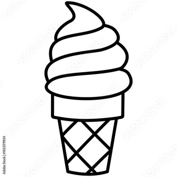 Fototapeta Cute Hand-Drawn Ice Cream Cone Outline – Minimal Summer Dessert SVG Illustration