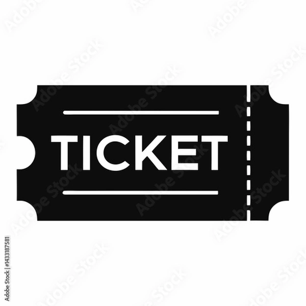 Fototapeta Single Black Ticket Icon For Event Entry Graphic Element Design