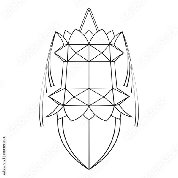Fototapeta vesak lantern in black outline vector art