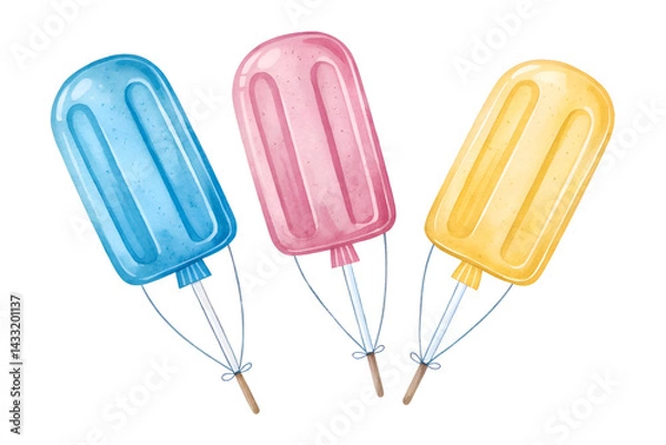 Obraz A colourful vector illustration shows a cold, sweet ice cream balloons.