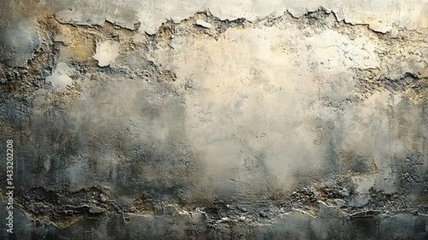 Fototapeta Textured Gray and Beige Wall with Cracked Patches