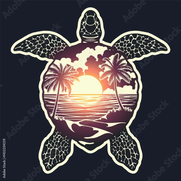 Obraz Turtle with a landscape on its shell