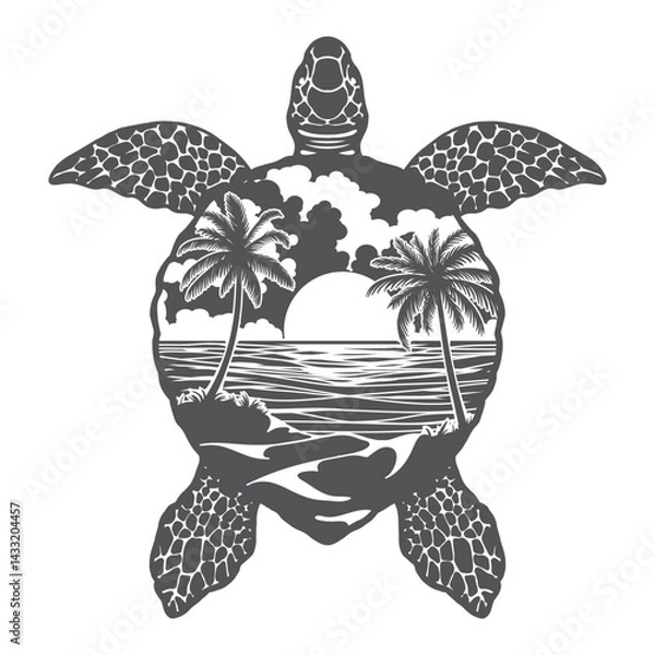 Obraz Turtle with a landscape on its shell