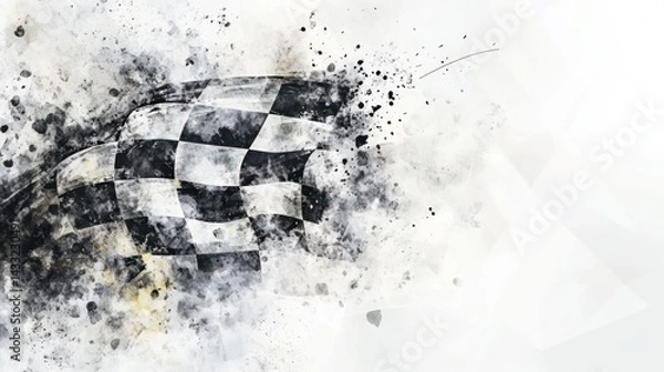 Fototapeta Checkered Flag Waving in Abstract Artistic Style