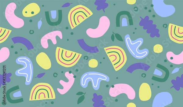 Obraz Colorful cute doodle pattern background vector design