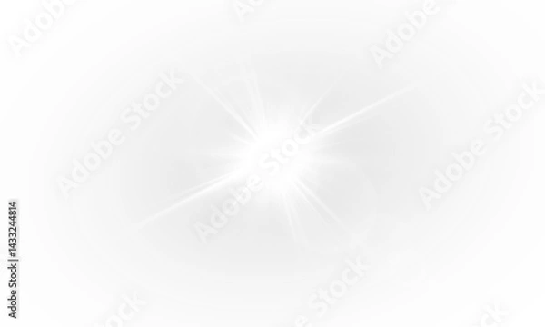 Fototapeta Glow isolated white transparent light effect, sun light with lens flare effect. Sun flush, Overlays, light, Sun, sunrays, transitions, lens flare, light leaks and glare in PNG format. PNG sunlight