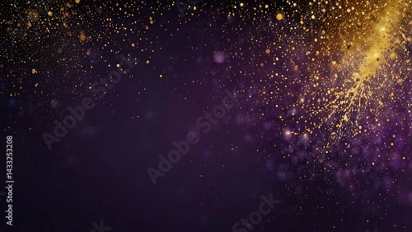 Fototapeta Abstract Bokeh Background with Gold and Purple Glitter Confetti
