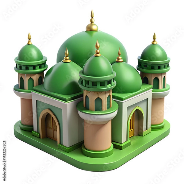 Obraz 3D Green Mosque on transparent background