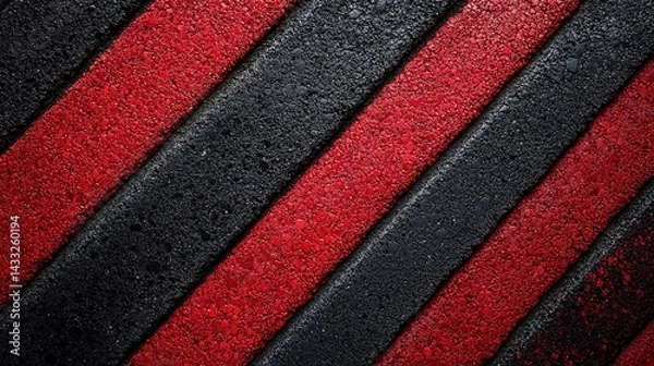 Fototapeta Textured Red and Black Diagonal Stripes with Granular Surface De