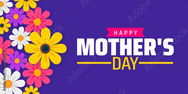 Fototapeta Happy Mother's Day Celebrate Mom on May 11th Background banner or poster design with flower. A day for love, appreciation, and family. Enjoy  flowers,  Honor, gratitude and quality time with mother.