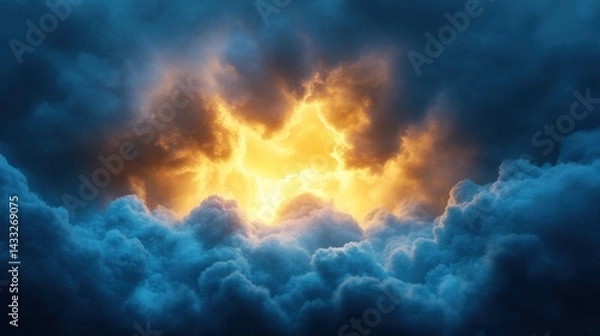 Fototapeta Heavenly light in clouds