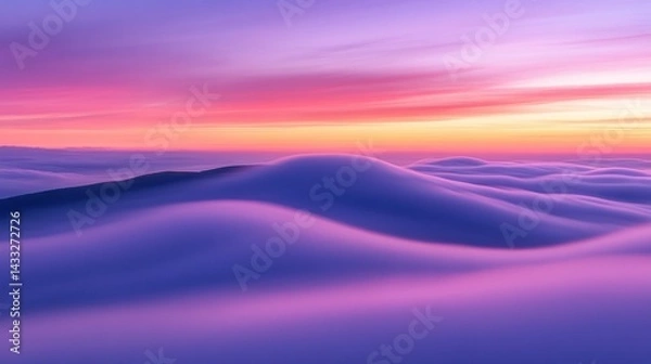 Fototapeta A beautiful colorful sunset illuminating a sea of clouds