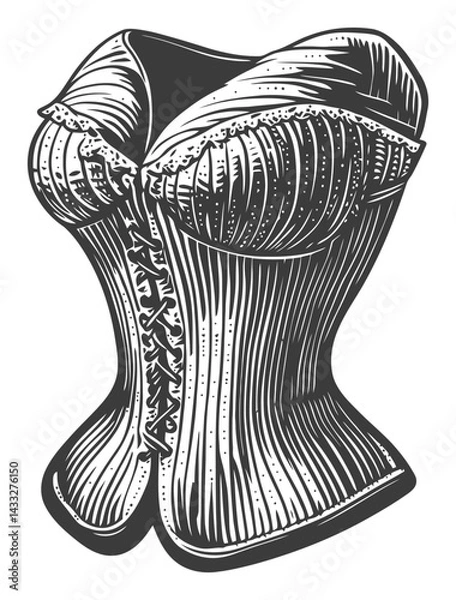 Fototapeta Detailed Engraving of a Vintage Corset in Classic Illustration Style