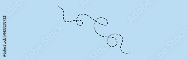 Fototapeta two points with dotted path and location pin. Route location icon two pin sign and dotted line. 